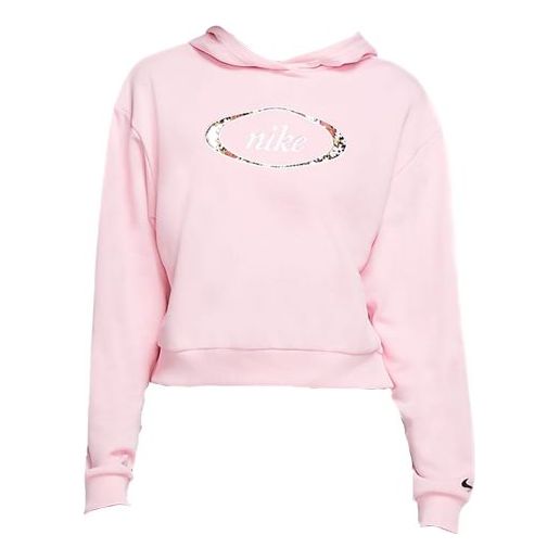 (WMNS) Nike Sportswear Crop Fleece Hoodie 'Pink' CV1871-654