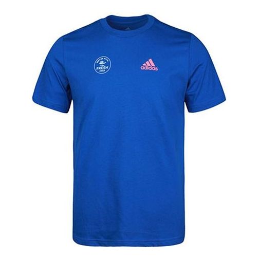 Men's adidas Printing Round Neck Casual Sports Short Sleeve Blue T-Shirt GE4666