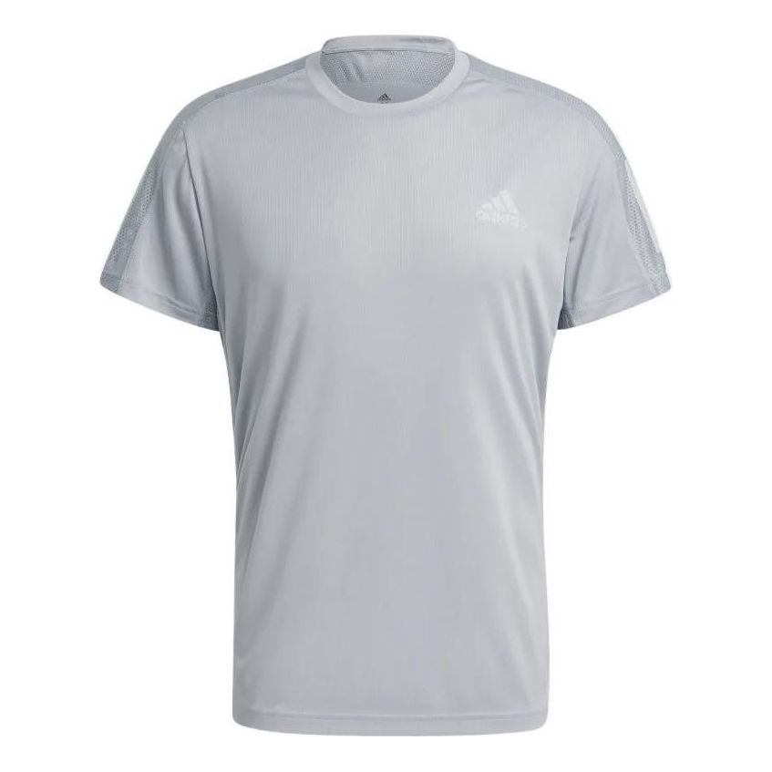 Men's adidas Solid Color Breathable Sports Round Neck Short Sleeve Light Grey T-Shirt GJ9969