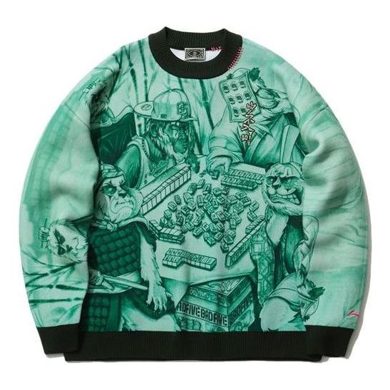 Li-Ning BadFive Graphic Crew Neck Sweater 'Mint Green' AMBR017-1