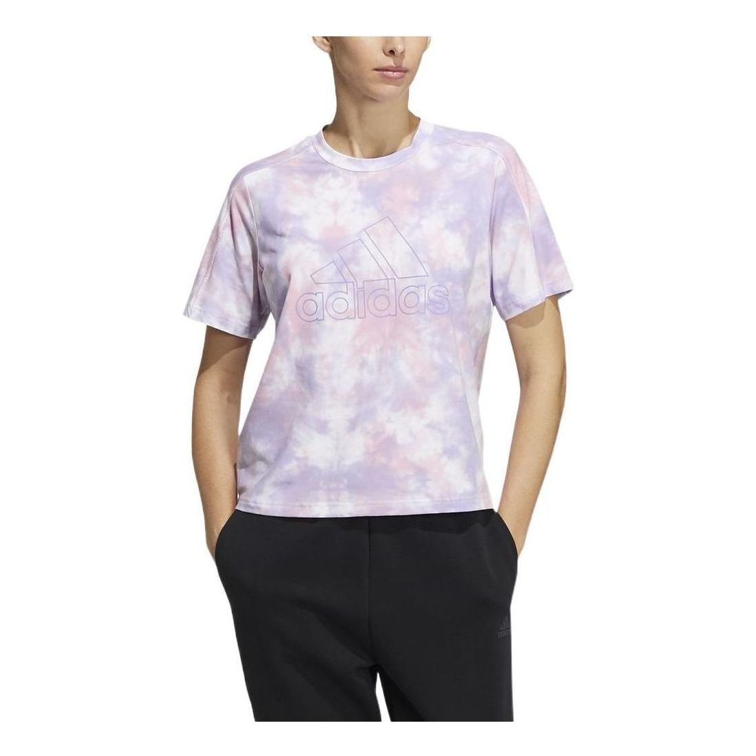 (WMNS) adidas Met Aop T-Shirt 'Purple White' HF2490