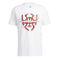 Men's adidas Basketball Series Spida Logo Printing Sports Short Sleeve White T-Shirt HG4418