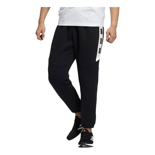 Men's adidas Logo Printing Knit Bundle Feet Sports Pants/Trousers/Joggers Black H39222
