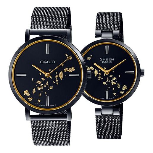 CASIO SHEEN Quartz Couple Waterproof Sapphire Crystal Black Analog JLV-C100BM-1AUPFJ