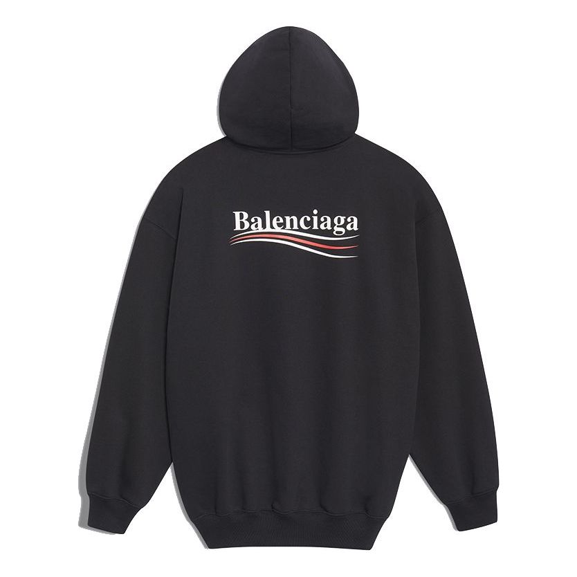 (WMNS) Balenciaga Cola Label Hoodie Black 528350TBV141000