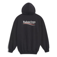 (WMNS) Balenciaga Cola Label Hoodie Black 528350TBV141000