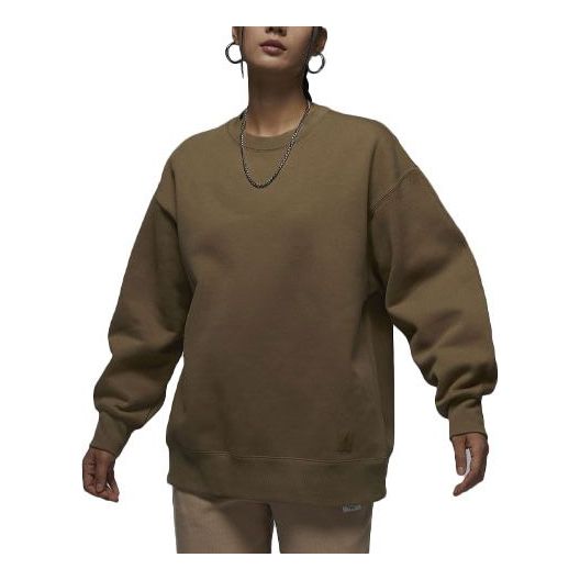 (WMNS) Air Jordan Flight Fleece Crewneck Sweatshirt 'Olive Brown' FB5117-395