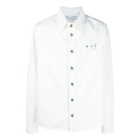 Men's Off-White FW22 Back Pattern Printing Single Breasted Denim Loose Fit White Shirt OMYD027C99DEN0010110