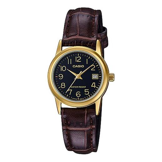 CASIO Quartz Waterproof Brown Strap Brown Analog LTP-V002GL-1B