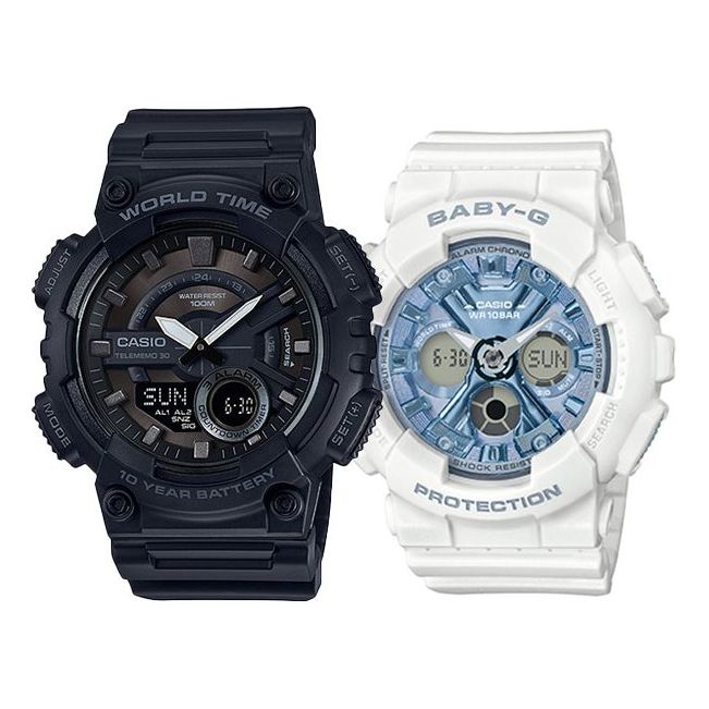 CASIO Baby-G 'Black & White' AEQ-110W-1B&BA-130-7A2PRL