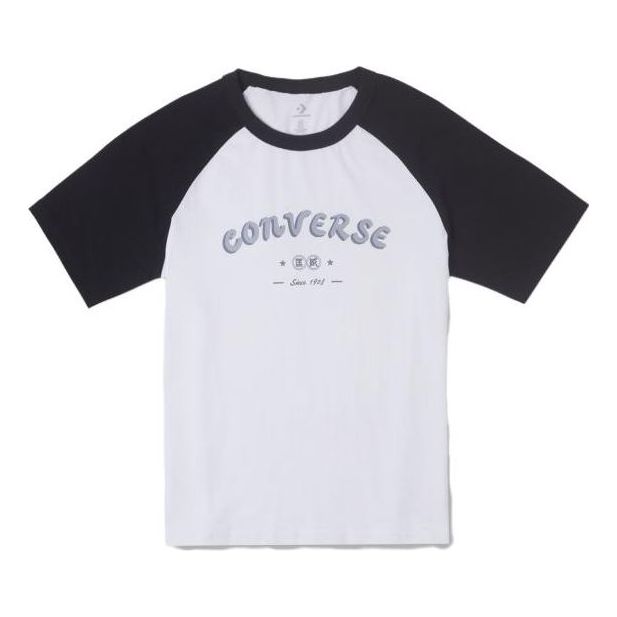 (WMNS) Converse Logo Baseball T-Shirt 'White Black' 10026176-A01