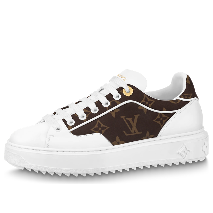 (WMNS) LOUIS VUITTON Time Out Sneakers 'White with Brown Monogram' 1AAP2X