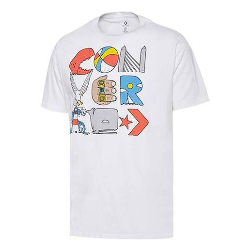 Converse Cartoon Printing Short Sleeve White 10018385-A01