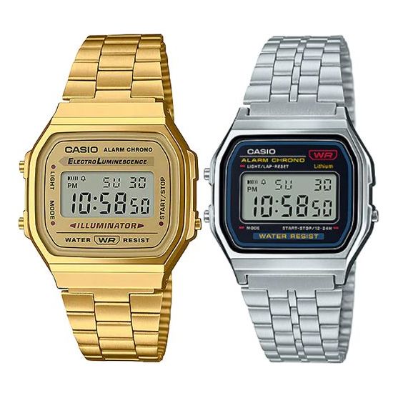 Casio Standard Digital Watch 'Silver Gold' A168WG-9W&A159WA-N1