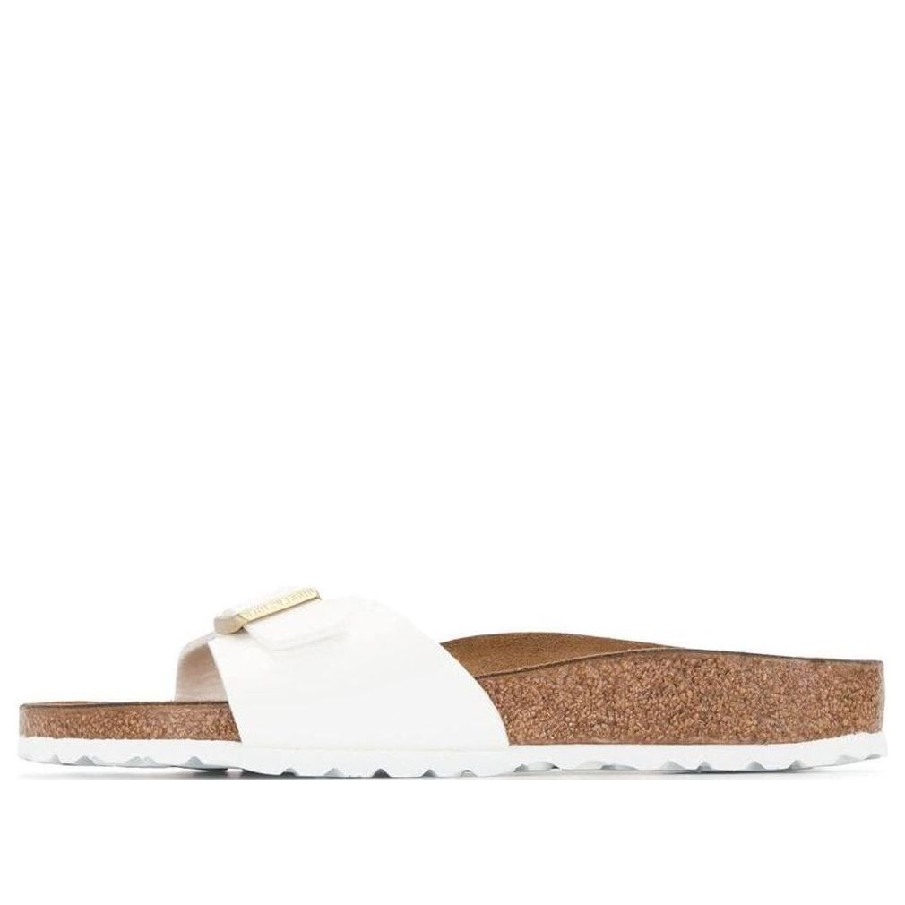 Birkenstock Madrid Birko-Flor Patent Narrow Fit Sandals 'Patent White' 1005310