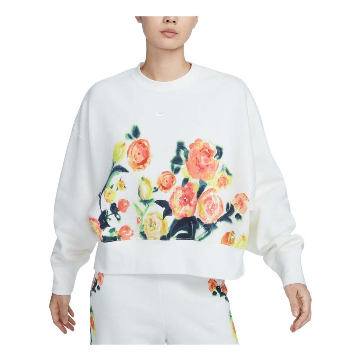 (WMNS) Nike Sportswear Phoenix Fleece Artist Collection Over Oversized Crew Neck Sweatshirt Asia Sizing 'Sail' HF4690-133
