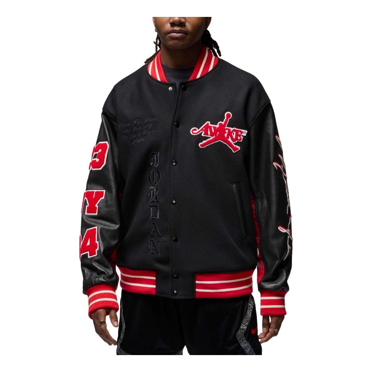 Air Jordan x Awake NY Varsity Jacket 'Black University Red' FQ5439-657