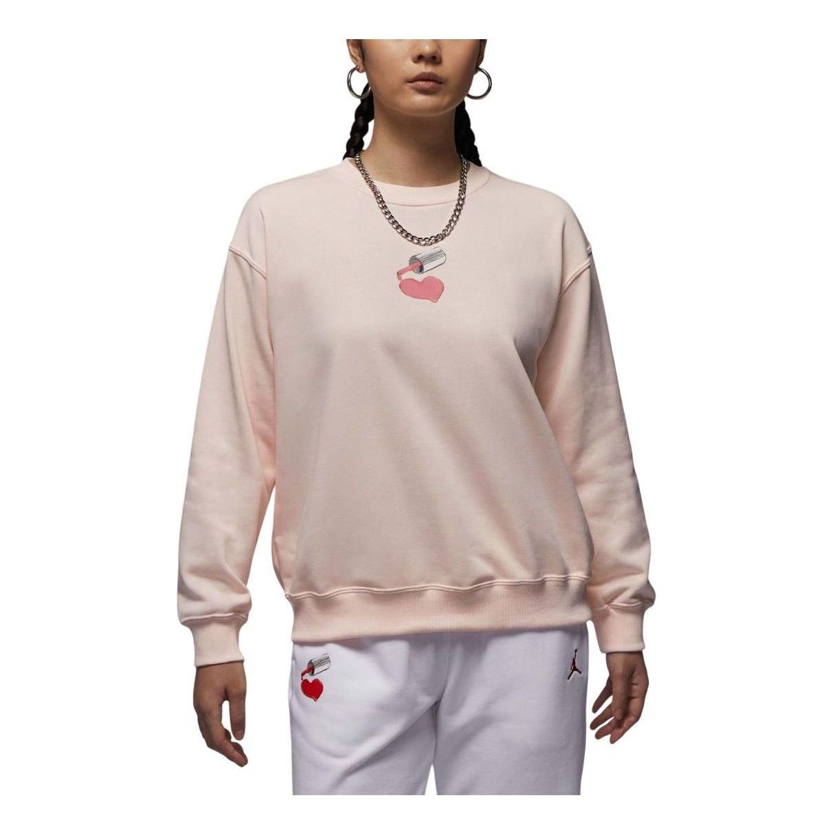 (WMNS) Air Jordan Brooklyn Fleece Crew Neck Sweatshirt Asia Sizing 'Guava Ice' HV9371-838
