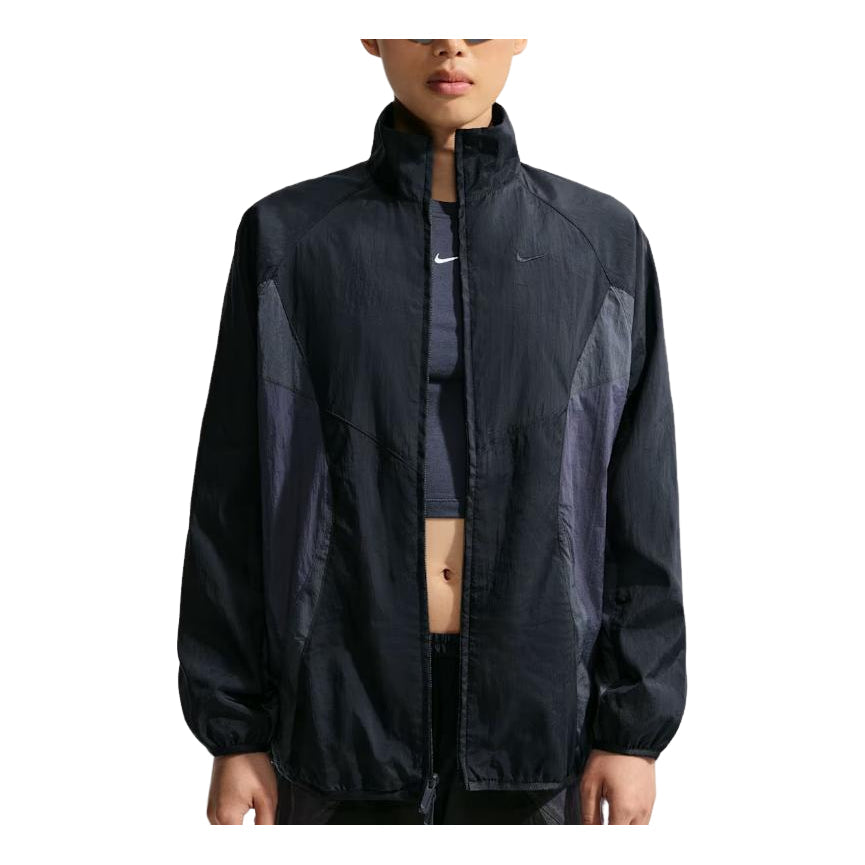 (WMNS) Nike Sportswear Oversized Track Jacket 'Black Gridiron Anthracite' IM8402-010