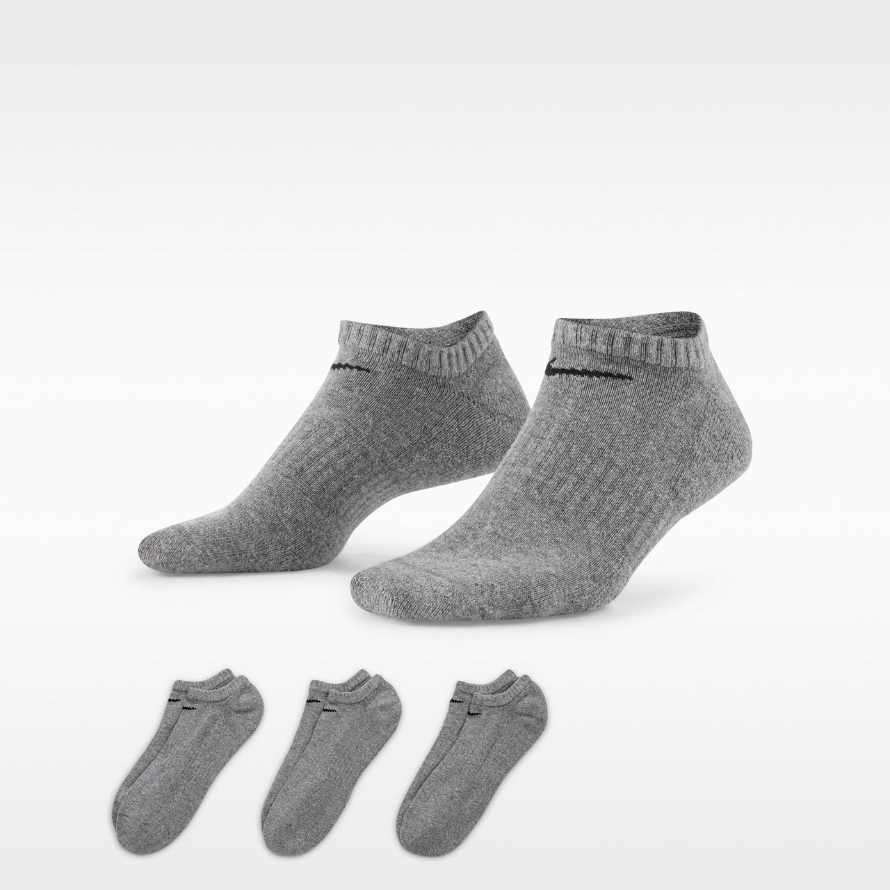 Nike 3 PK Everyday No Show Cushion Socks 'Grey' SX7673-064