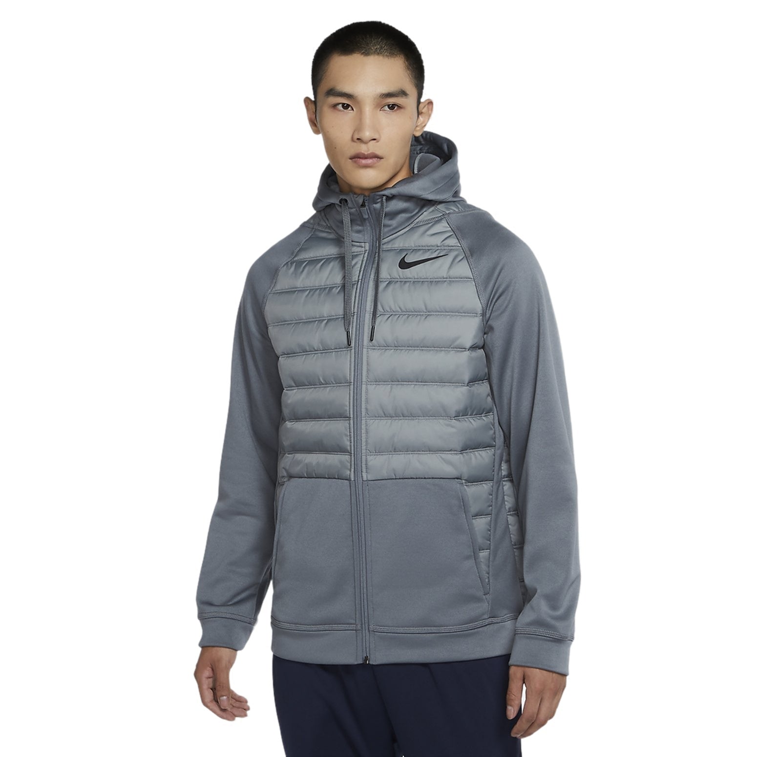 Nike Therma Dri-FIT Cardigan Fleece Lined Stay Warm Sports Training Hooded Jacket Gray BV6299-084