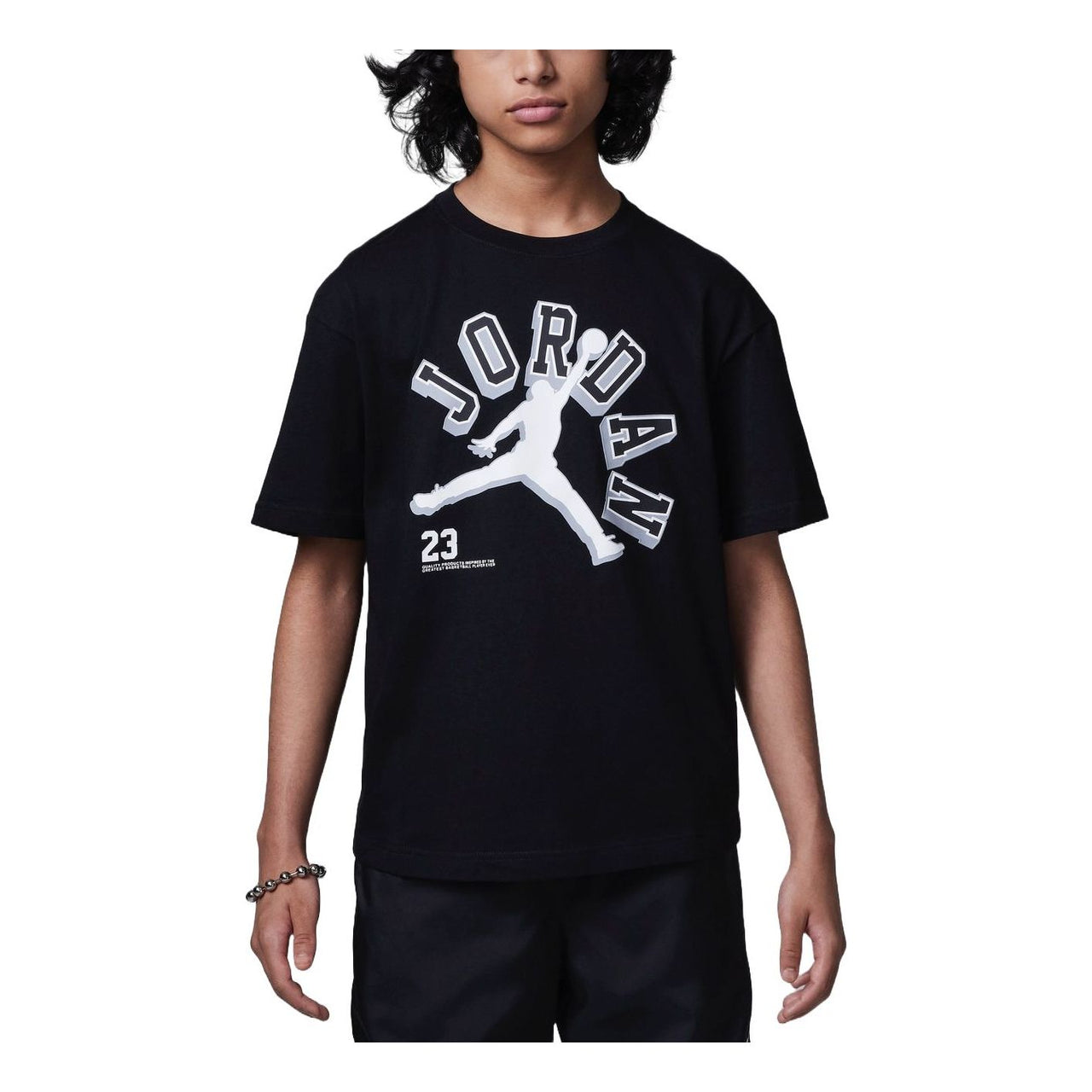 (GS) Air Jordan Varsity Jumpman Graphic T-shirt 'Black' FV2530-011