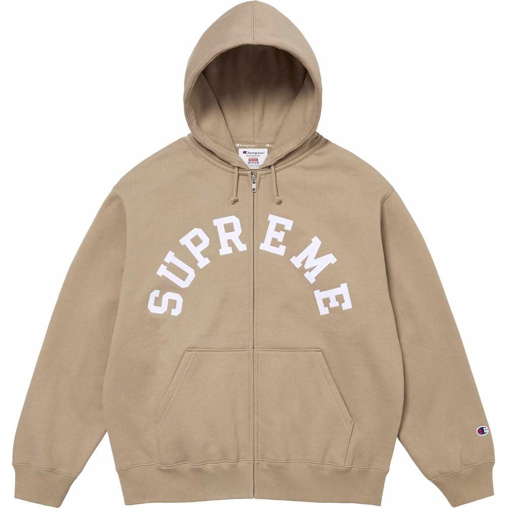 Supreme x Champion Zip Up Hooded Sweatshirt 'Beige White' SUP-SS24-195