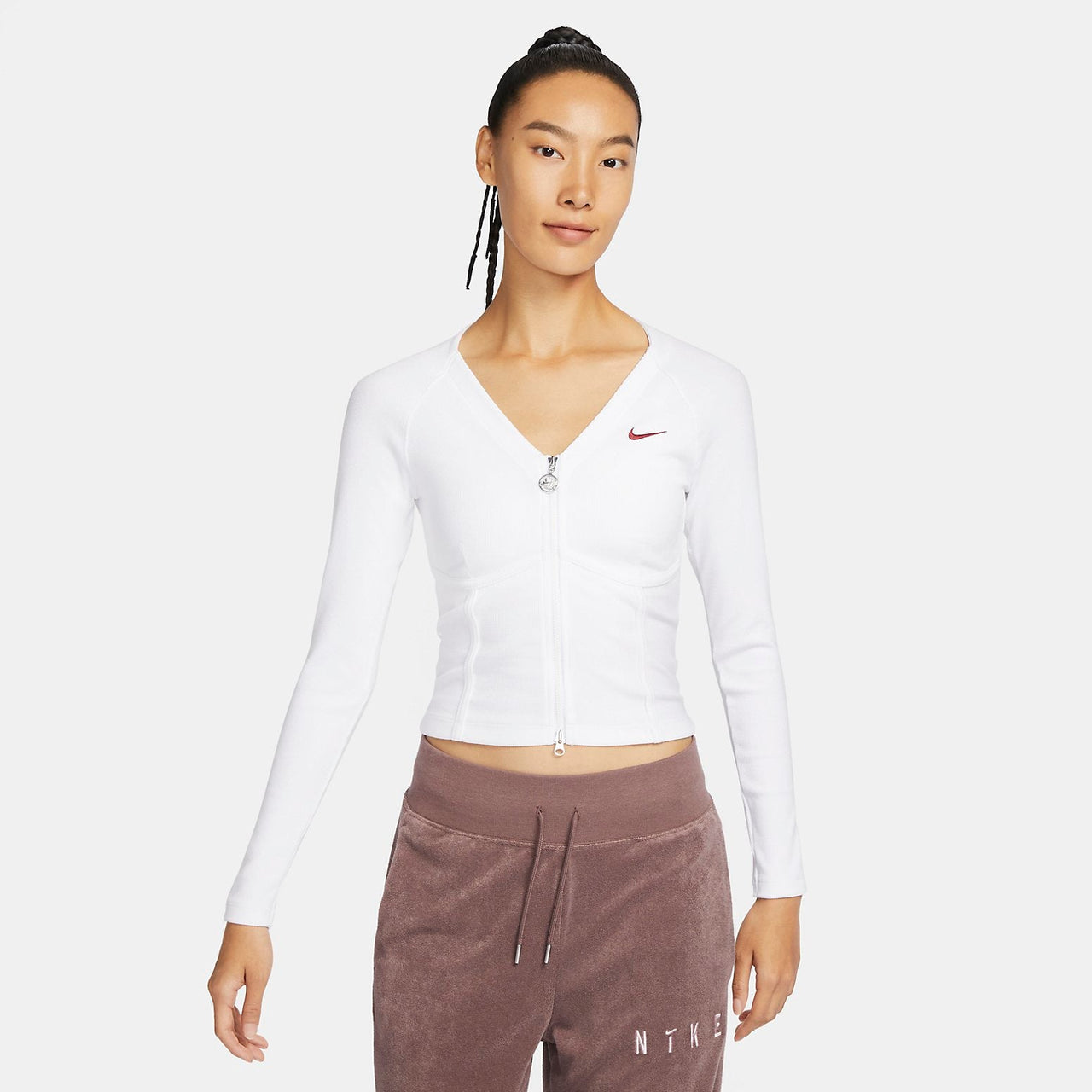 (WMNS) Nike Sportswear V-Day Long-Sleeve Full-Zip Top 'White' HF1133-100
