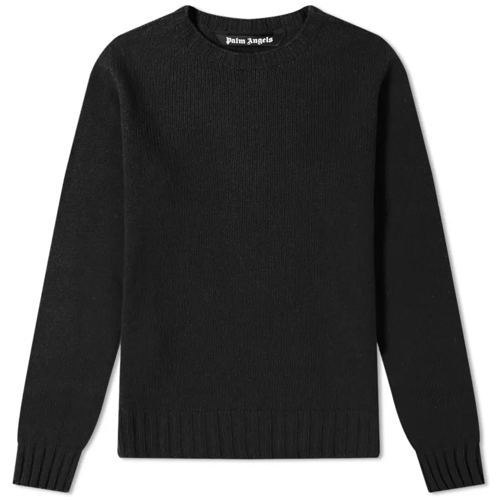 Palm Angels Wool Back Embroidered Logo Crew Knit 'Black' PMHE027F20KNI0011001