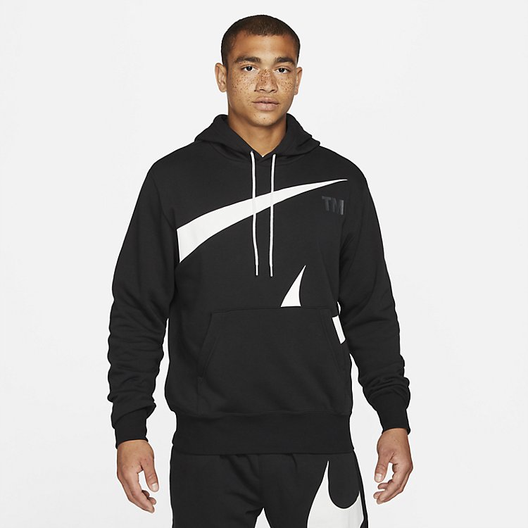 Nike Semi-Brushed Back Pullover Hoodie 'Black White' DD6011-010