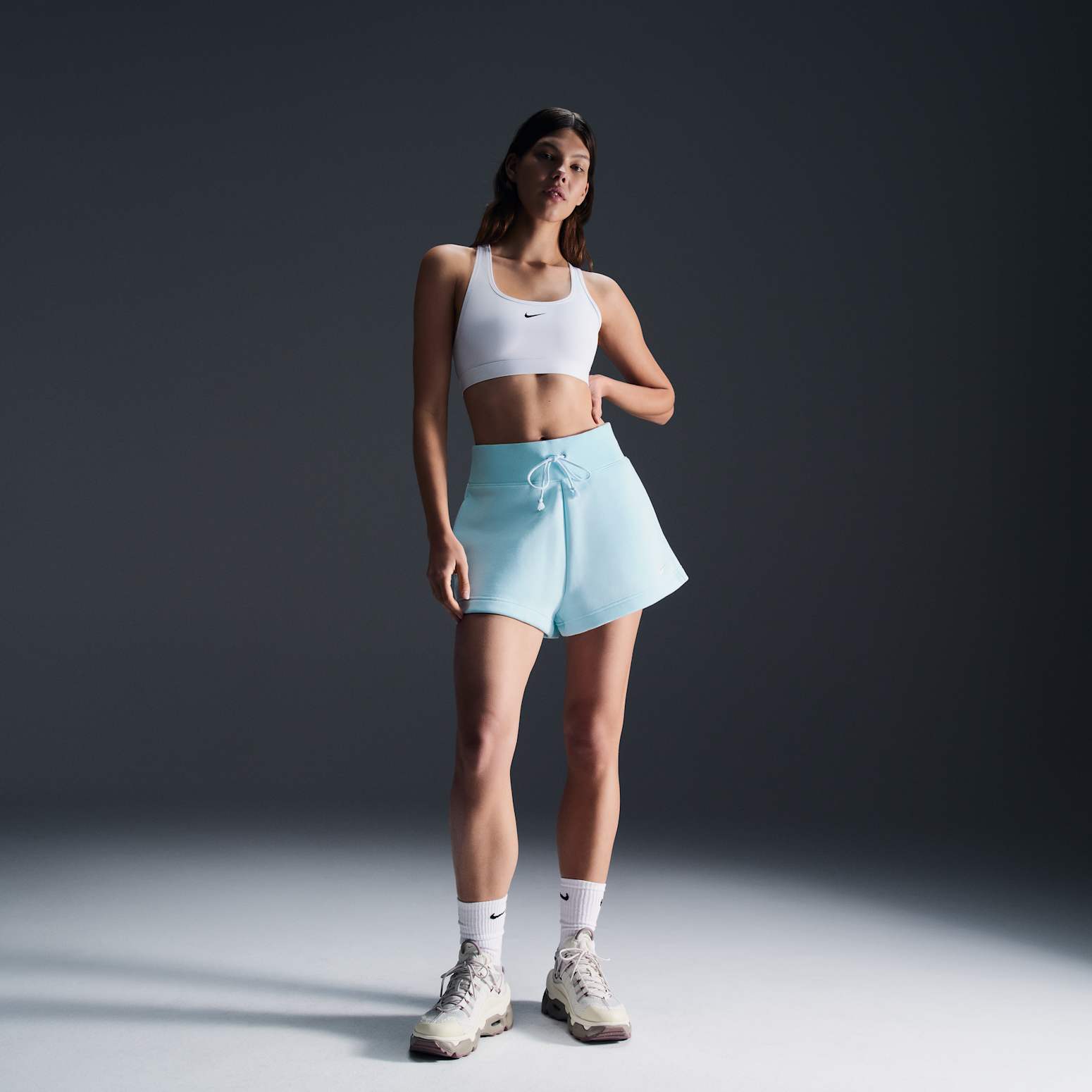 (WMNS) Nike Sportswear Phoenix Fleece High-Waisted Loose Shorts 'Glacier Blue Sail' FD1409-474