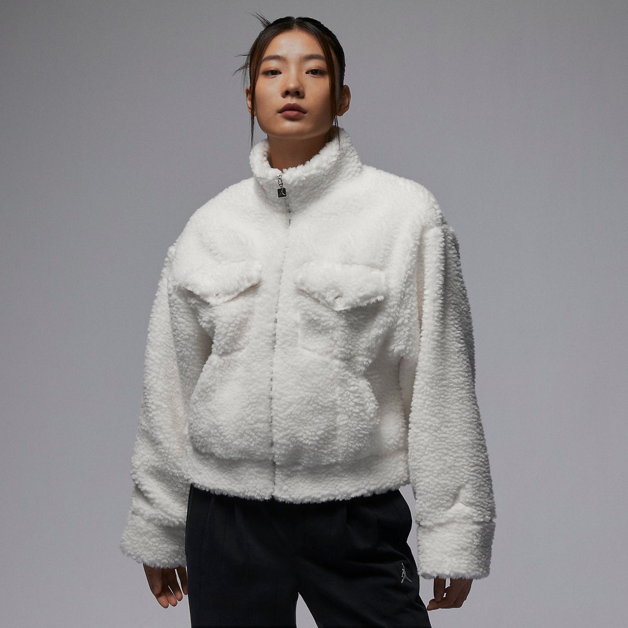 (WMNS) Air Jordan Fuzzy High Pile Fleece Jacket Asia Sizing 'Sail' FD7169-133