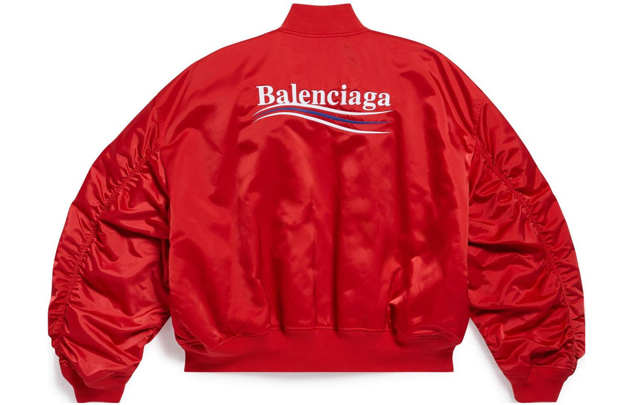 (WMNS) Balenciaga Political Campaign Varsity Jacket 'Red' 763434TYD316460