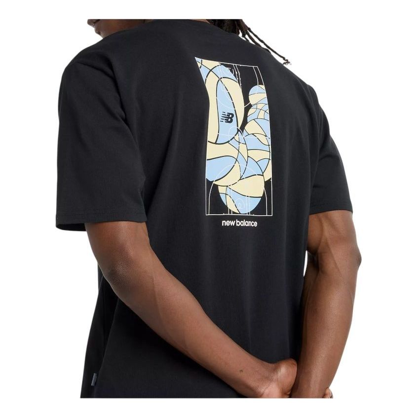 New Balance Hoops Mosaic Court Graphic Oversized T-shirt Asia Sizing 'Black White' MT51609BK