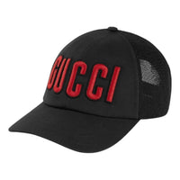 Gucci Embroidered Logo Baseball Cap 'Black Red' 701324-4HAOY-1060