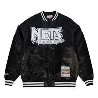 Mitchell & Ness x BAPE Satin Full-Snap Jacket 'New Jersey Nets Black' 203466564