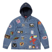 Supreme Patches Hooded Zip Up Shirt 'Denim' SS25S30-DENIM