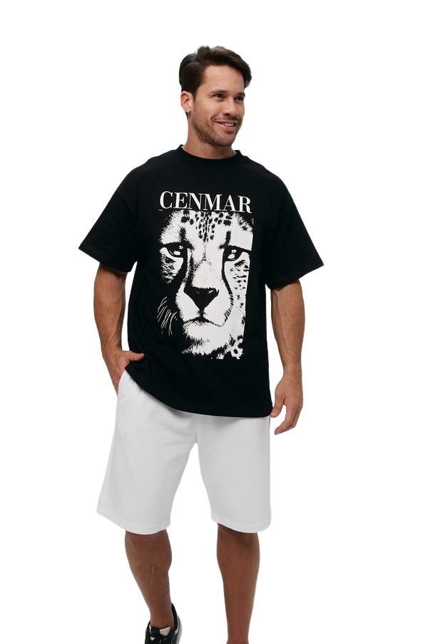 House of Cenmar T-Shirt with Artwork Print and Patch 'Black' HOC-WN4