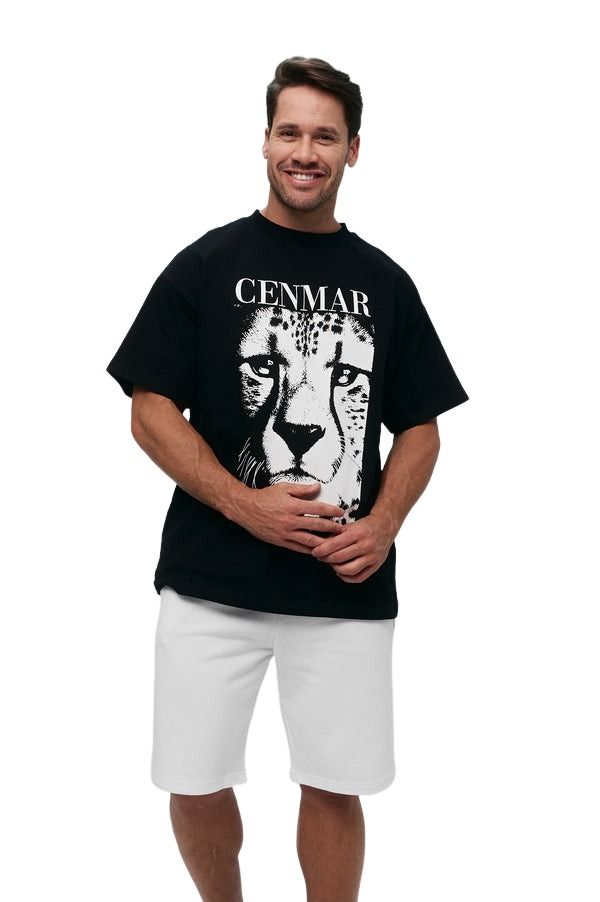 House of Cenmar T-Shirt with Artwork Print and Patch 'Black' HOC-WN4