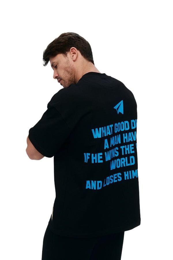 House of Cenmar T-Shirt with Quote Print 'Black' HOC-WGL2