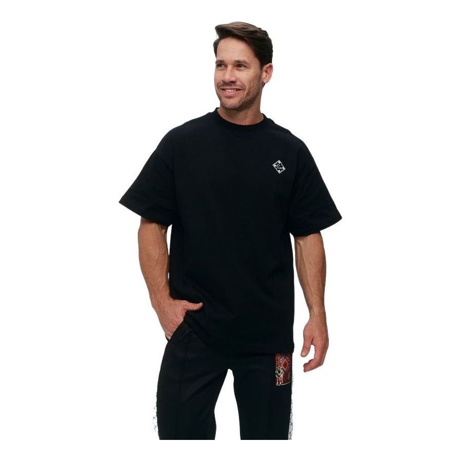 House of Cenmar T-Shirt with Cenmar Pattern Printed 'Black' HOC-W236