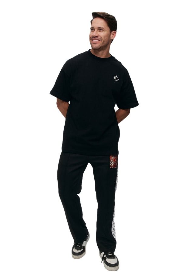 House of Cenmar T-Shirt with Cenmar Pattern Printed 'Black' HOC-W236