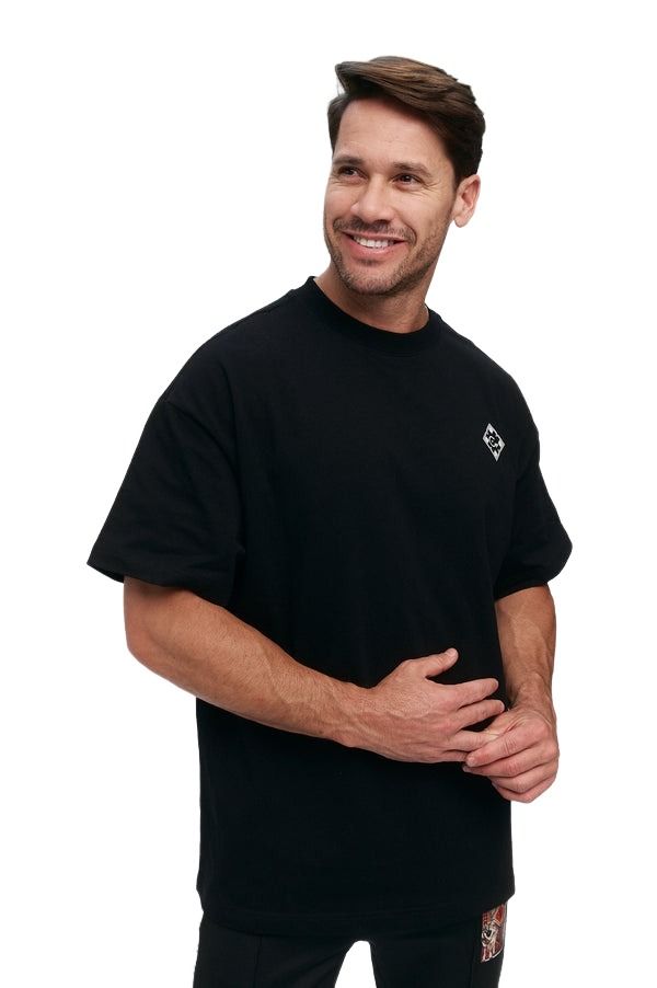 House of Cenmar T-Shirt with Cenmar Pattern Printed 'Black' HOC-W236