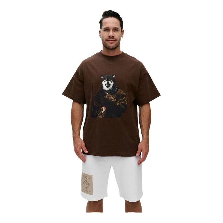 House of Cenmar Wolf Printed T-Shirt 'Light Brown' HOC-W234