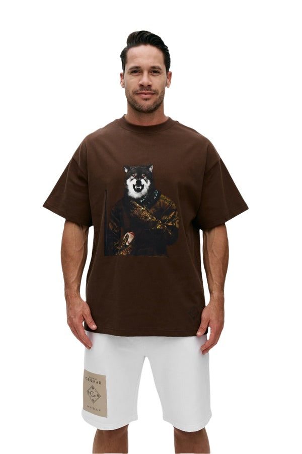 House of Cenmar Wolf Printed T-Shirt 'Light Brown' HOC-W234