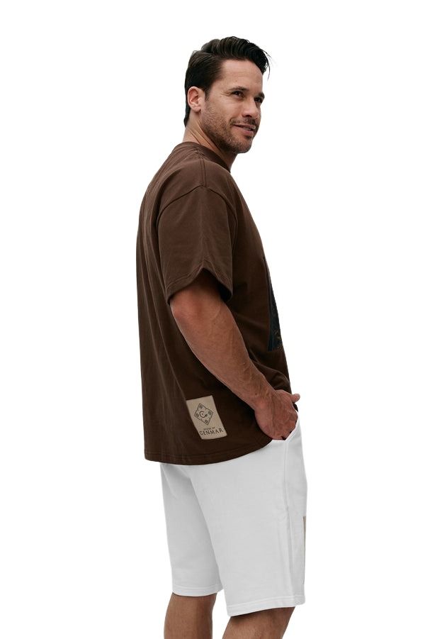 House of Cenmar Wolf Printed T-Shirt 'Light Brown' HOC-W234