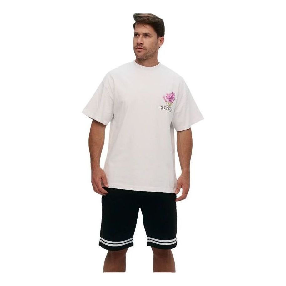 House of Cenmar T-Shirt with Lavender Artwork Print 'White' HOC-WN3