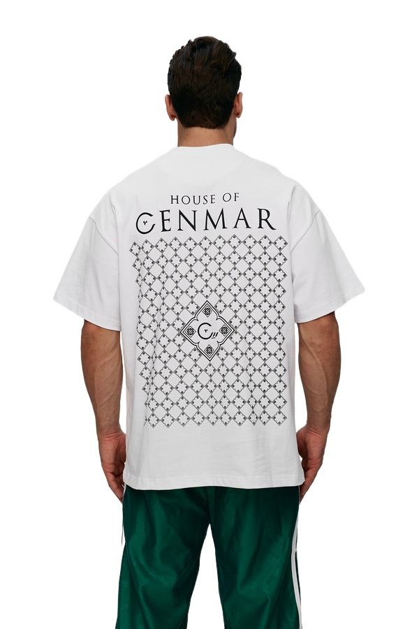 House of Cenmar T-Shirt Cenmar Pattern on A Back 'White' HOC-WTO3