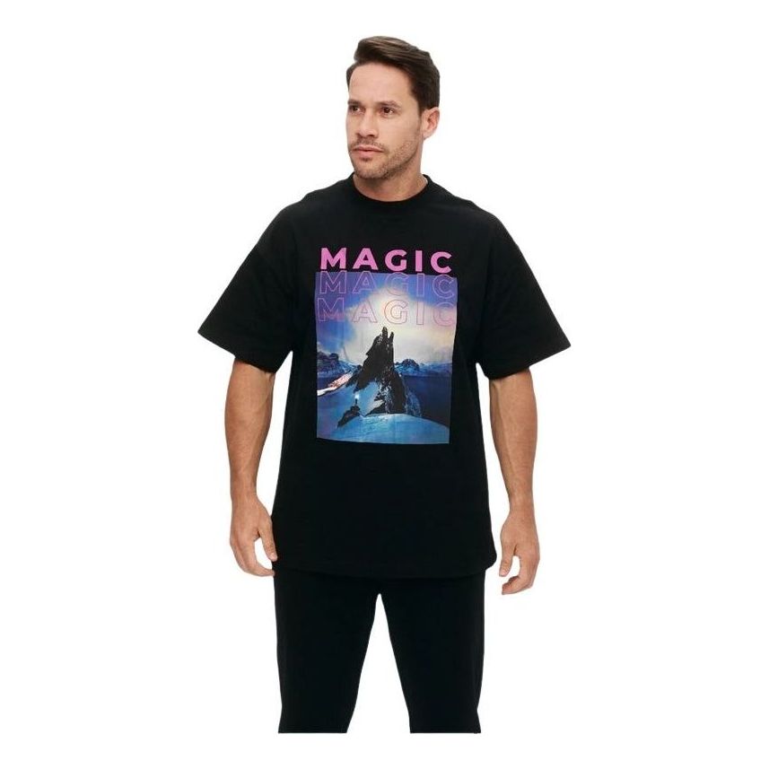 House of Cenmar T-Shirt with Artwork Print 'Black' HOC-WN1