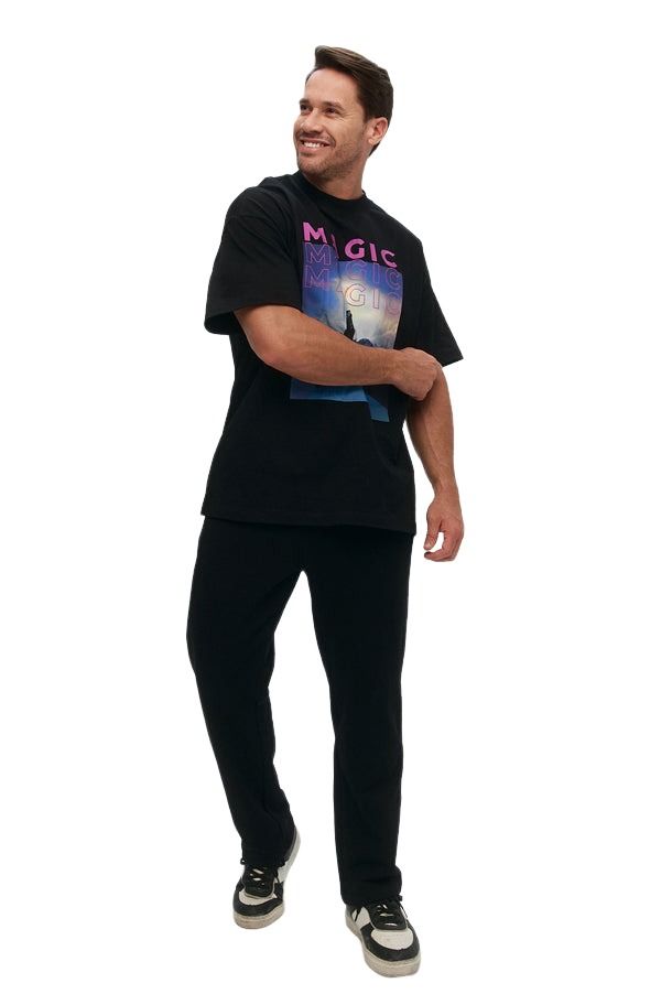 House of Cenmar T-Shirt with Artwork Print 'Black' HOC-WN1